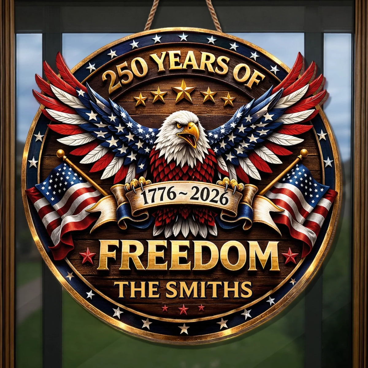 Custom Wood Sign - Personalized America 250th Anniversary Gifts For Mom, Dad, Brother, Sister, Kids - Proud Of Our Shared Story