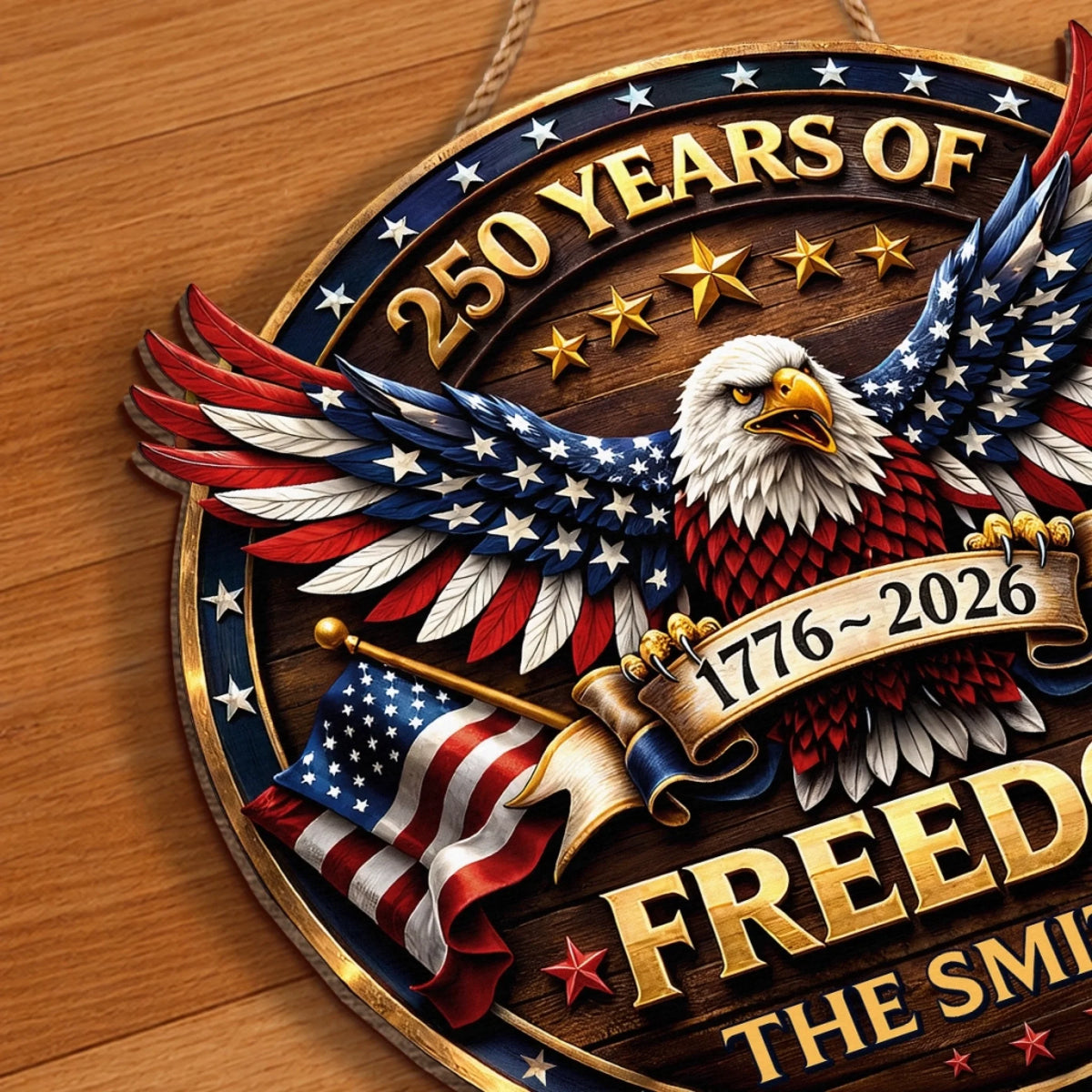 Custom Wood Sign - Personalized America 250th Anniversary Gifts For Mom, Dad, Brother, Sister, Kids - Proud Of Our Shared Story