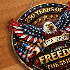 Custom Wood Sign - Personalized America 250th Anniversary Gifts For Mom, Dad, Brother, Sister, Kids - Proud Of Our Shared Story