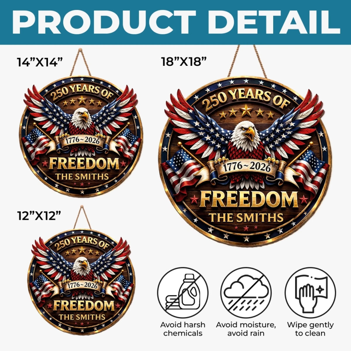 Custom Wood Sign - Personalized America 250th Anniversary Gifts For Mom, Dad, Brother, Sister, Kids - Proud Of Our Shared Story