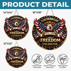 Custom Wood Sign - Personalized America 250th Anniversary Gifts For Mom, Dad, Brother, Sister, Kids - Proud Of Our Shared Story