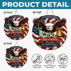 Custom Wood Sign - Personalized America 250th Anniversary Gifts For Mom, Dad, Brother, Sister, Kids - Proud Hearts Rise Together