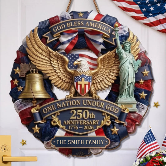 Custom Wood Sign - Personalized America 250th Anniversary Gifts For Mom, Dad, Brother, Sister, Kids - Liberty Never Goes Out Of Style
