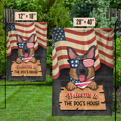 Welcome To The Dog's House - 4th Of July Decoration - Personalized Dog Flag