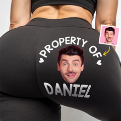 Custom Photo Property Of Me, Handle Like A Queen - Personalized Custom Women Leggings - Gift For Wife, Anniversary