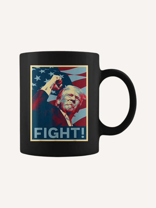 Trump Fight Fist Pump Us Flag Vintage Style Poster 2024 Coffee Mug