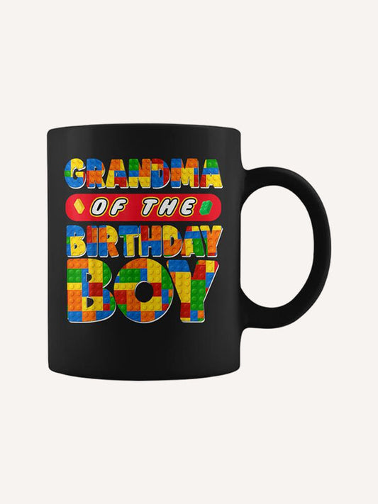 Grandma Birthday Boy Building Bricks Family Party Decor Coffee Mug