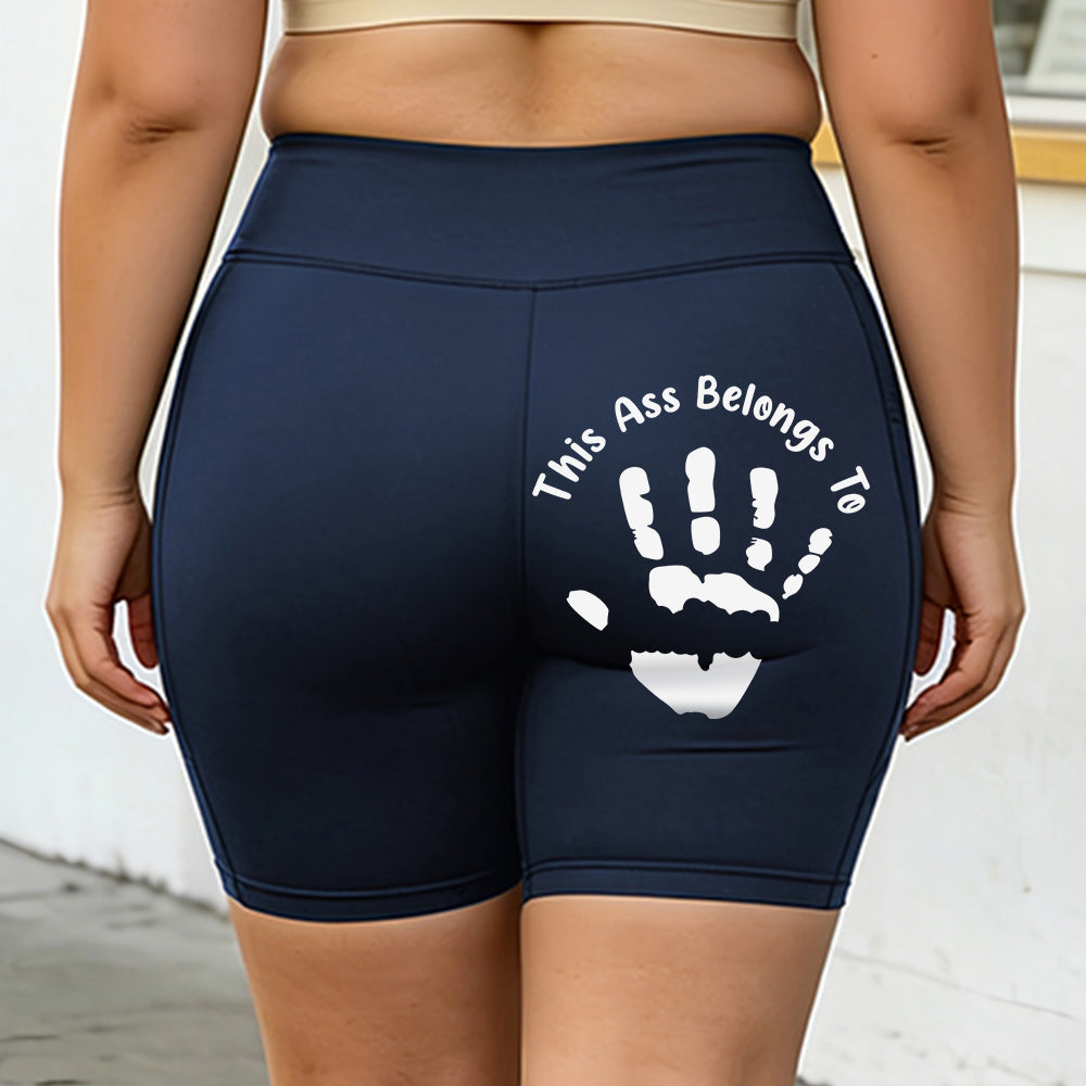 Extra-large size yoga shorts - Customized handprint with personalized text