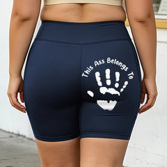 Extra-large size yoga shorts - Customized handprint with personalized text