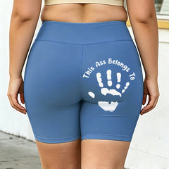 Extra-large size yoga shorts - Customized handprint with personalized text