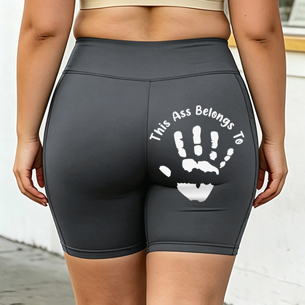 Extra-large size yoga shorts - Customized handprint with personalized text