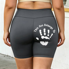 Extra-large size yoga shorts - Customized handprint with personalized text