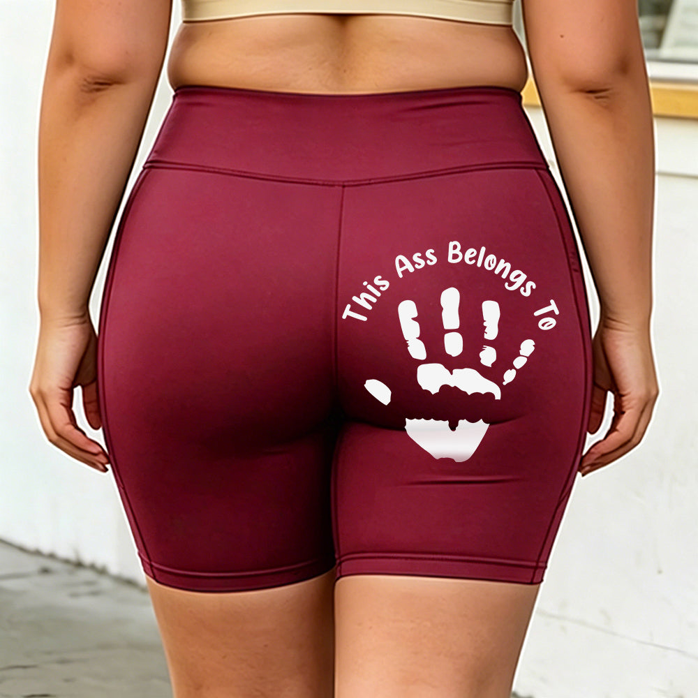 Extra-large size yoga shorts - Customized handprint with personalized text