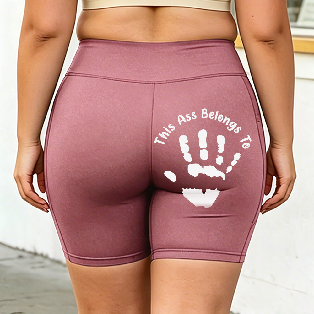 Extra-large size yoga shorts - Customized handprint with personalized text