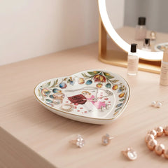 Custom  Photo Ceramic Trinket Tray with Colorful Tulip Floral Border-I'm my own valentine