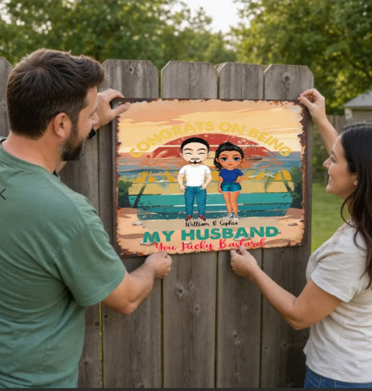 Custom Rustic Mountain Log Cabin Metal Sign