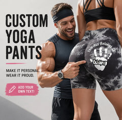 Customized handprint personalized text - Thigh-raising high-waist yoga shorts