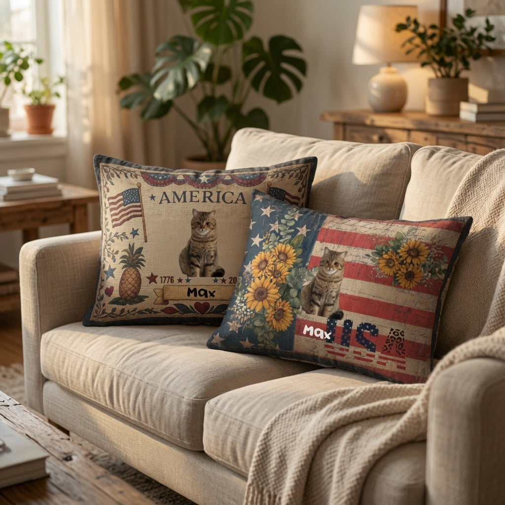 Customized throw pillow covers, home decoration designs, suitable for occasions such as celebrations, anniversaries, Labor Day, and throughout the year to showcase patriotic sentiments.