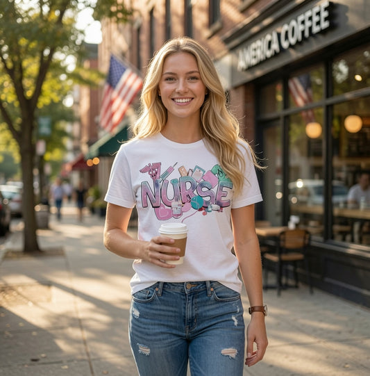 Trendy Nurse Graphic Tee Perfect For Casual Daily Wear