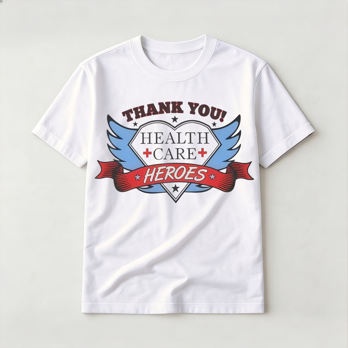 Fashion nurse lifestyle graffiti pattern white short-sleeved shirt